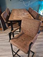 Mangohouten bar met 5 stoelen, Ophalen, Zo goed als nieuw, Landelijk, modern, 4 tot 6 stoelen