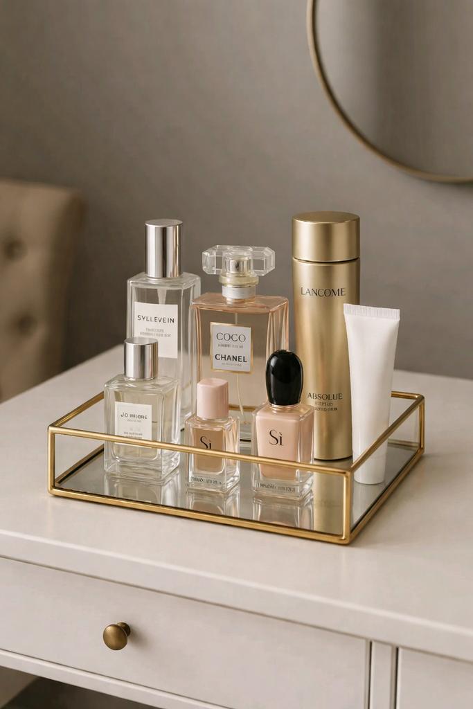 Spiegel gouden bak voor parfums decoratie of bedankjes goud, Ophalen of Verzenden, Zo goed als nieuw, Hout, Minder dan 50 cm