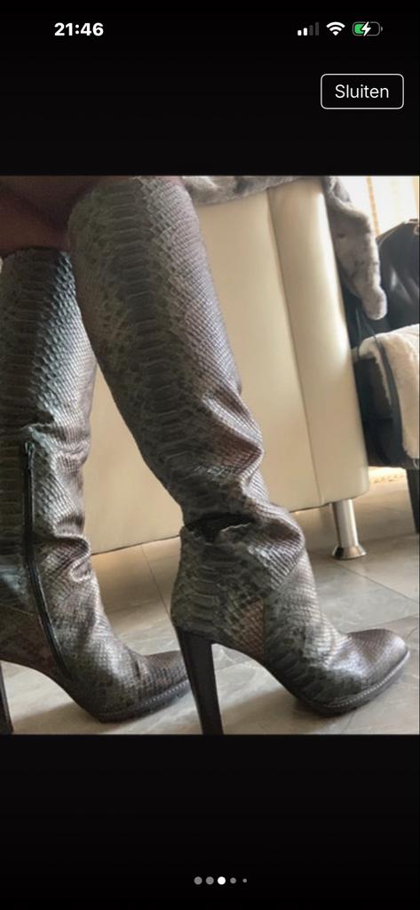 Stuart Weitzman Hoge Laarzen Snake Leather Bruin/Groen Maat, Ophalen of Verzenden, Nieuw, Bruin, Hoge laarzen