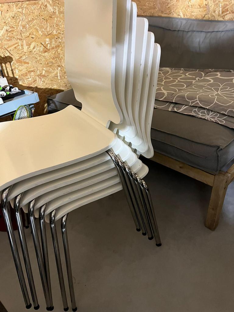 Ikea gilbert stapelstoel wit 6x, Ophalen, Zo goed als nieuw, Wit, Vijf, Zes of meer stoelen