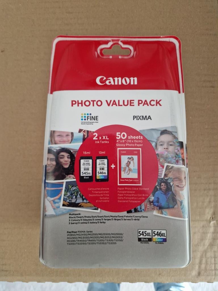 Canon Photo Value Pack 545XL & 546XL + 50 vellen fotopapier, Computers en Software, Printerbenodigdheden, Ophalen of Verzenden
