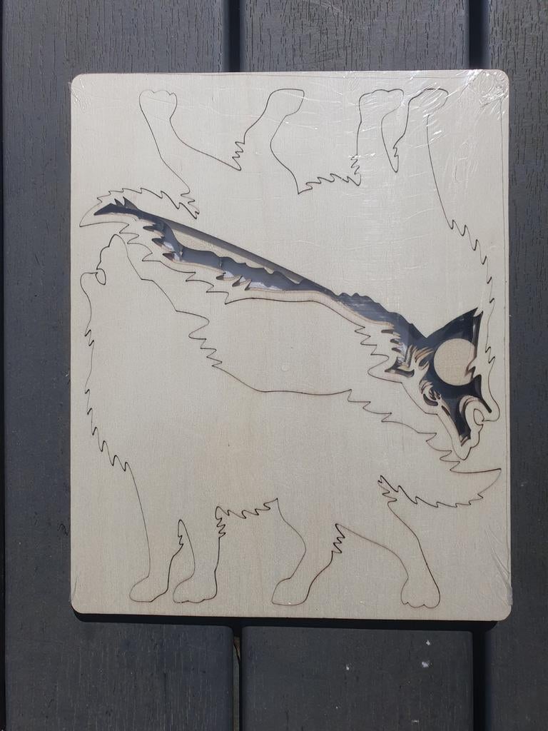 3D Houten wolf om te knutselen en in te kleuren, Dieren, Nieuw, Beschrijfbaar, Hout