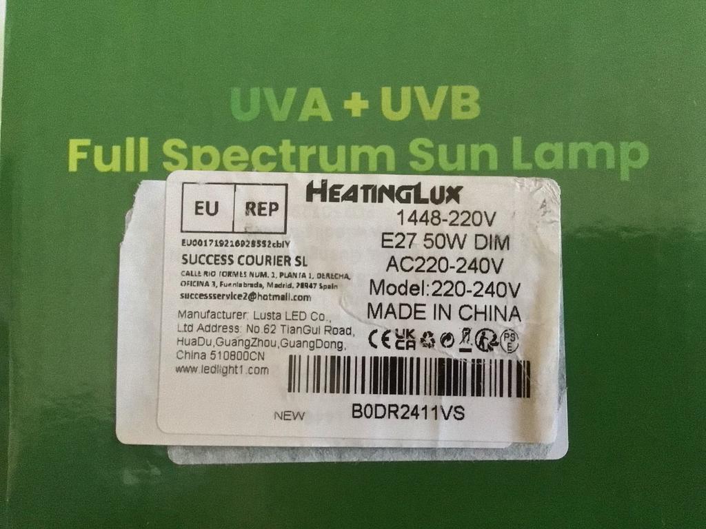 UVA + UVB full spectrum sun lamp 50 watt, Ophalen of Verzenden, Nieuw, Verlichting
