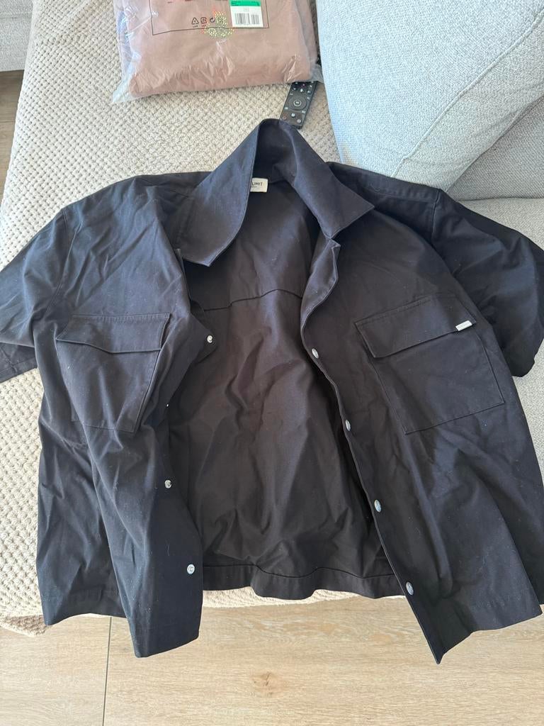 Zwart overhemd met korte mouwen - No Limit Amsterdam L, Zwart, Ophalen of Verzenden, Zo goed als nieuw, Overige halswijdtes