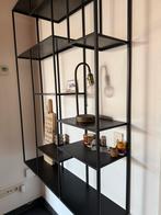 Zwart metalen open wandrek / vakkenkast, Huis en Inrichting, Ophalen, Zo goed als nieuw