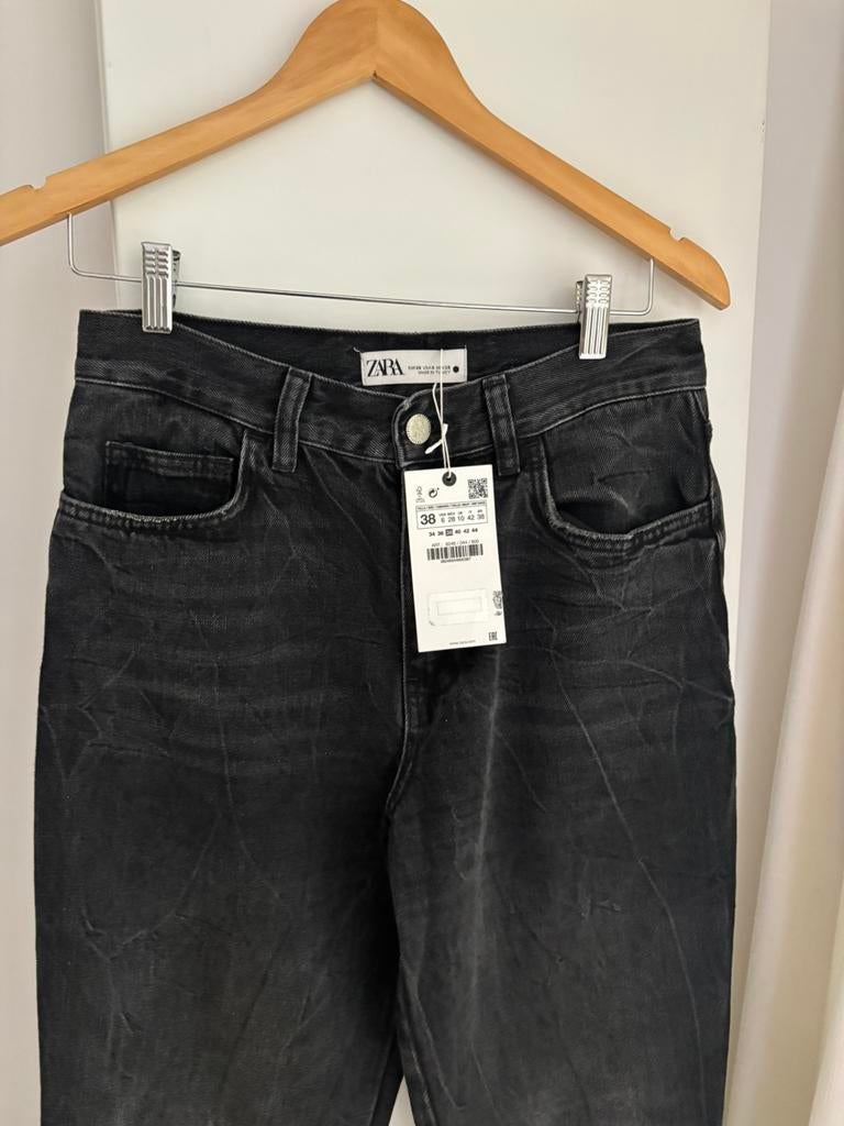Zara wide leg jeans,wijde grijze spijkerbroek,boyfriend, S/M, Ophalen of Verzenden, Nieuw, Grijs, W30 - W32 (confectie 38/40)