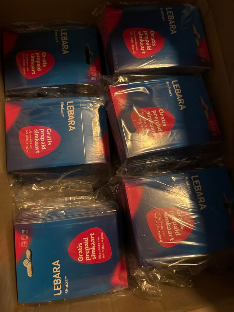 500 Lebara gratis prepaid simkaarten geldig tot 2027, Telecommunicatie, Prepaidkaarten en Simkaarten, Ophalen of Verzenden, Nieuw