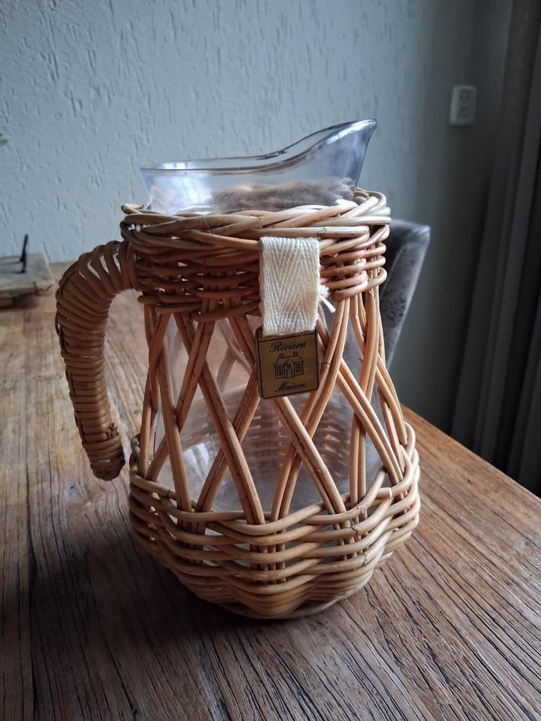 Riviera Maison kan waterkan sapkan rattan, Ophalen of Verzenden, Zo goed als nieuw, Rond, Riet