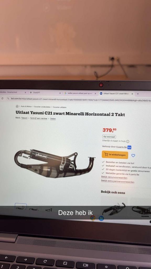 Yasuni C21 Zwart Minarelli Horizontaal Uitlaat, Fietsen en Brommers, Brommeronderdelen | Scooters, Gebruikt, Yamaha, Uitlaat, Ophalen