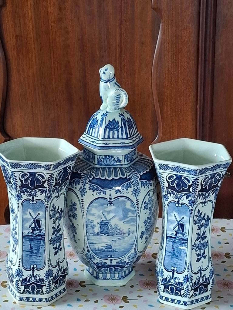 Prachtige 3-delig kaststel Royal Boch Delfts Blauw, Antiek en Kunst, Ophalen of Verzenden
