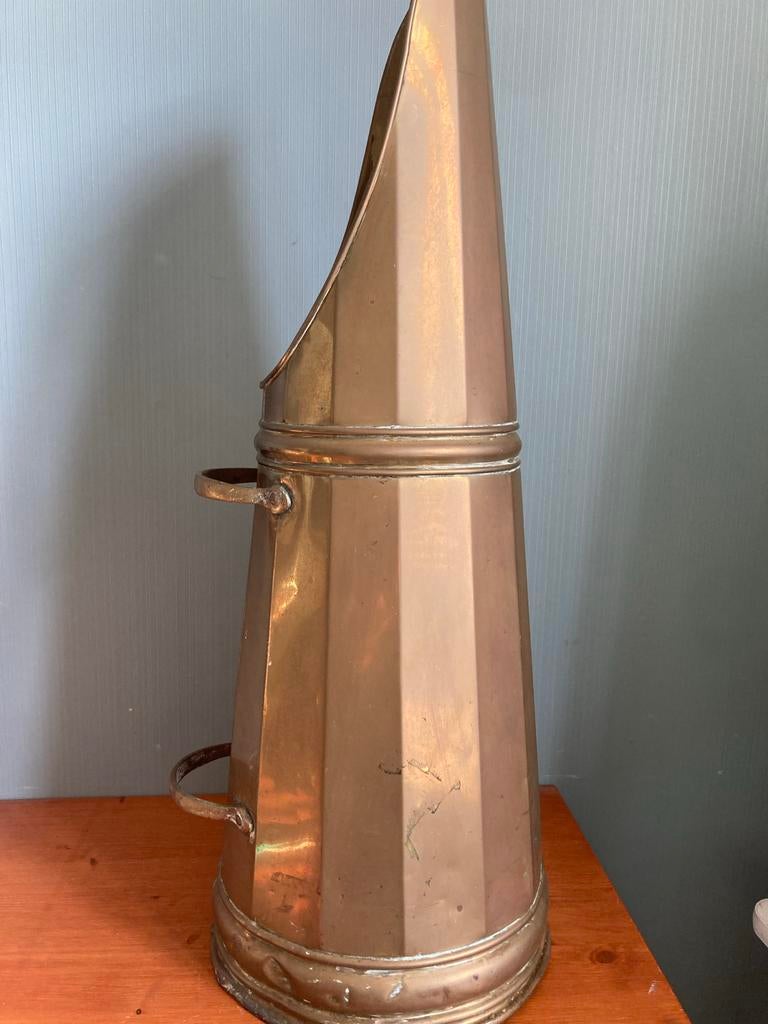 Antieke Koperen Kolenemmer met Handvatten, Ophalen of Verzenden, Koper