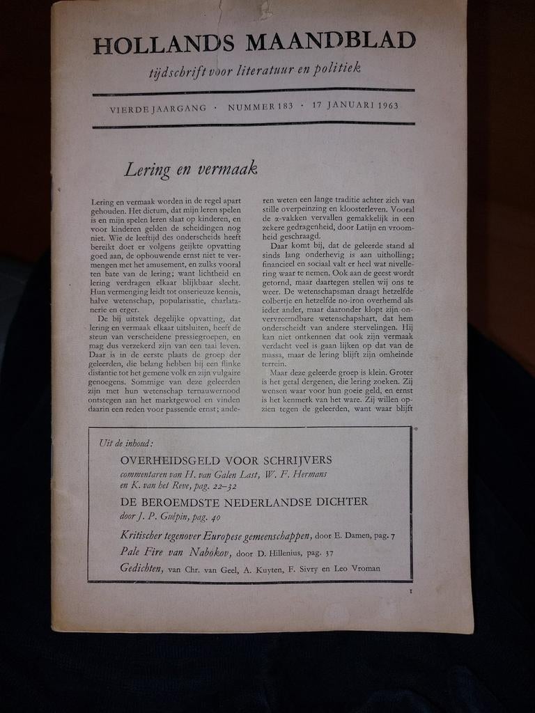 Hollands Maandblad - 17 januari 1963, Boeken, Tijdschriften en Kranten, Ophalen