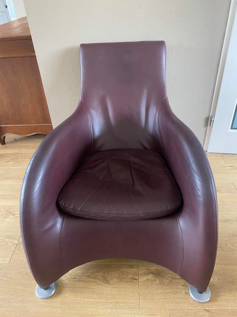 Montis Loge fauteuil - Aubergine leer, Ophalen, Gebruikt, Overige kleuren, Leer