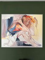 Modern SCHILDERIJ ‘vrouw in gedachten’ in Alu-lijst, Ophalen of Verzenden