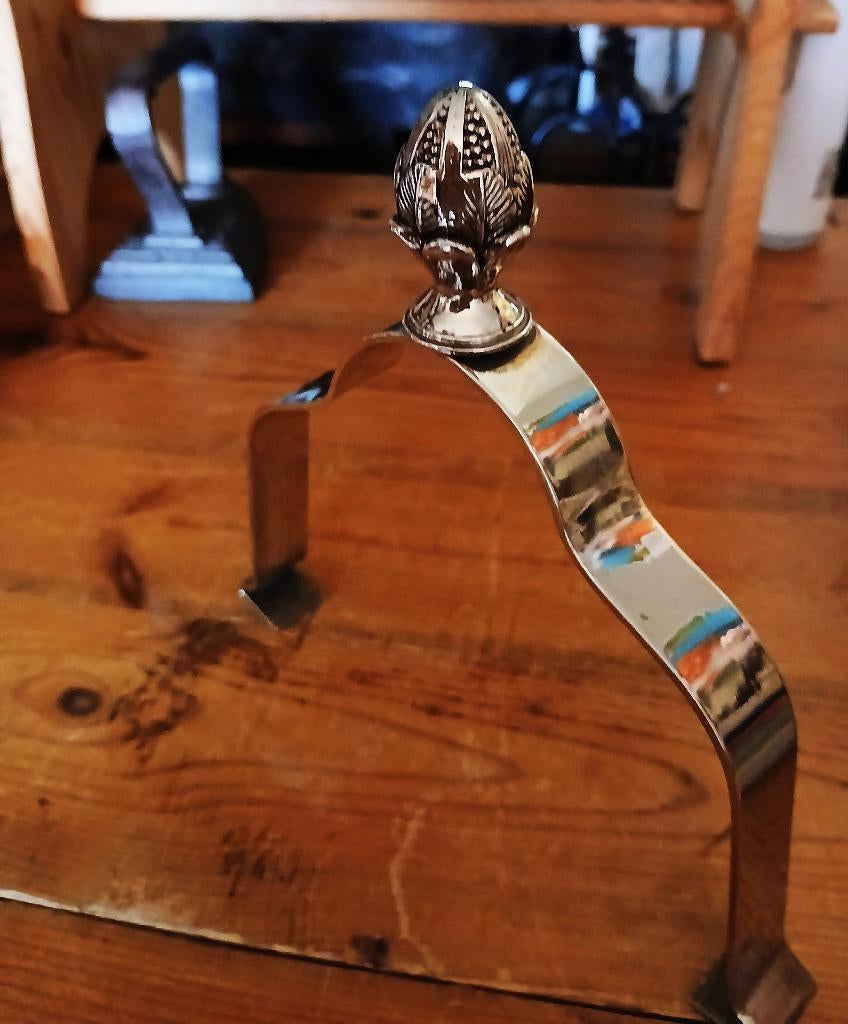 Brocante bordklem bordenklem borddrager verzilverd, Ophalen of Verzenden