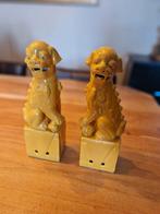 Set van 2 okergele keramische Foo Dogs - 26x9cm, Ophalen of Verzenden, Zo goed als nieuw, Dier