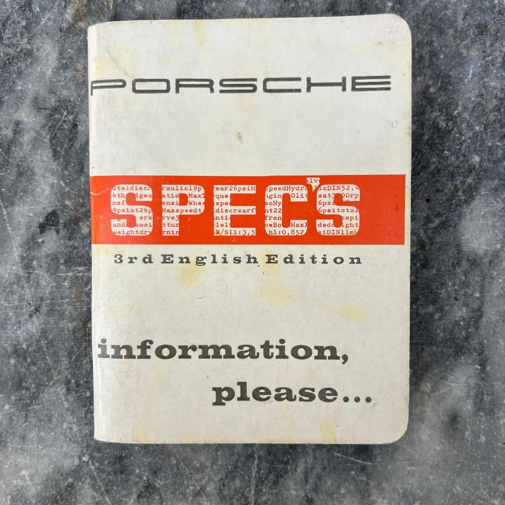 Porsche 356 Specificaties, 3e Engelse editie handleiding, Ophalen of Verzenden, Gebruikt