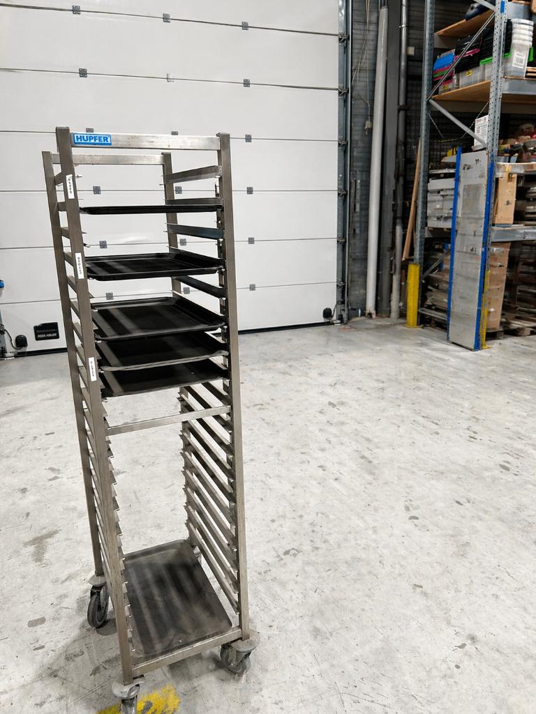 RVS regaalwagen / bakwagen – Hupfer – horeca / bakkerij, Ophalen, Gebruikt, RVS Meubilair