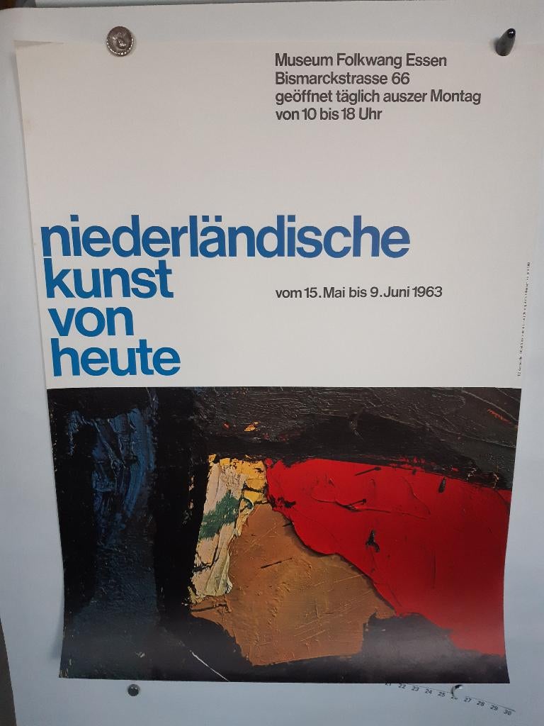 Originele poster Wim Crouwel Folkwang Museum 1963, Rechthoekig Staand, Verzenden, Zo goed als nieuw, A1 t/m A3