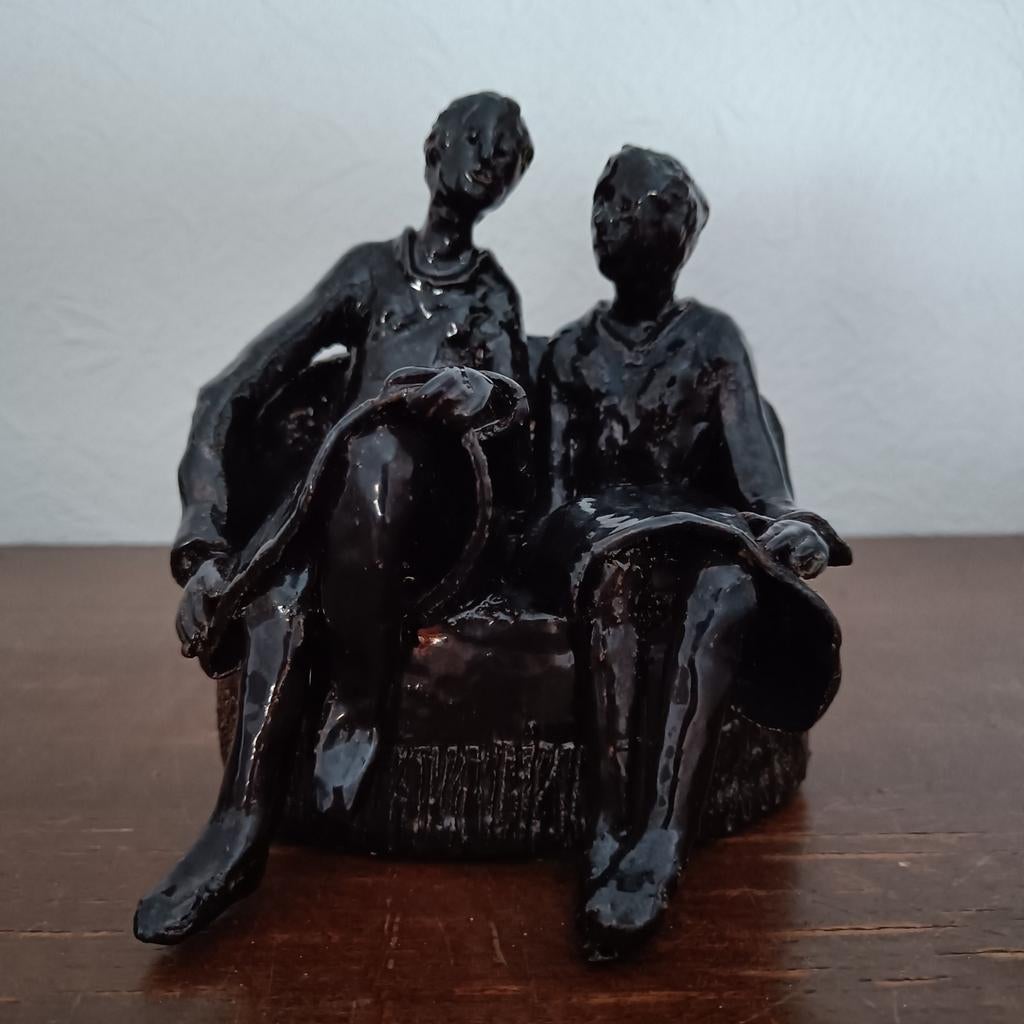 Uniek geglazuurd keramiek beeldje M.W., Verzamelen, Beelden en Beeldjes, Ophalen of Verzenden, Zo goed als nieuw, Mens