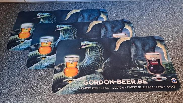 3x Gordon Finest Beer barmatjes, Verzamelen, Biermerken, Zo goed als nieuw, Viltje(s), Overige merken, Ophalen of Verzenden
