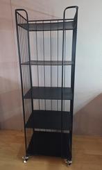 Zwart metalen stellingkast met wielen, Ophalen, Gebruikt