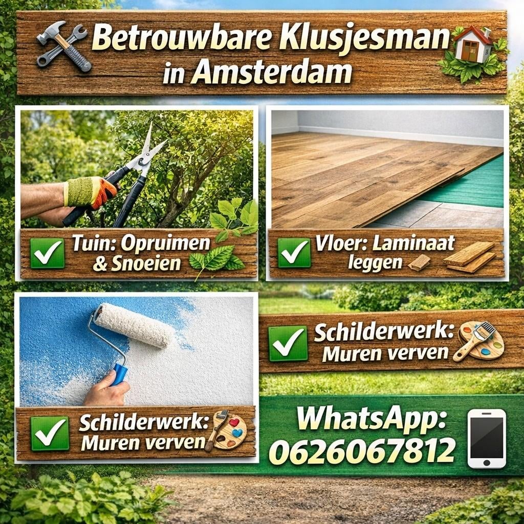 Klusjesman/ Handyman, Tuin en Terras, Ophalen of Verzenden, 20 m² of meer