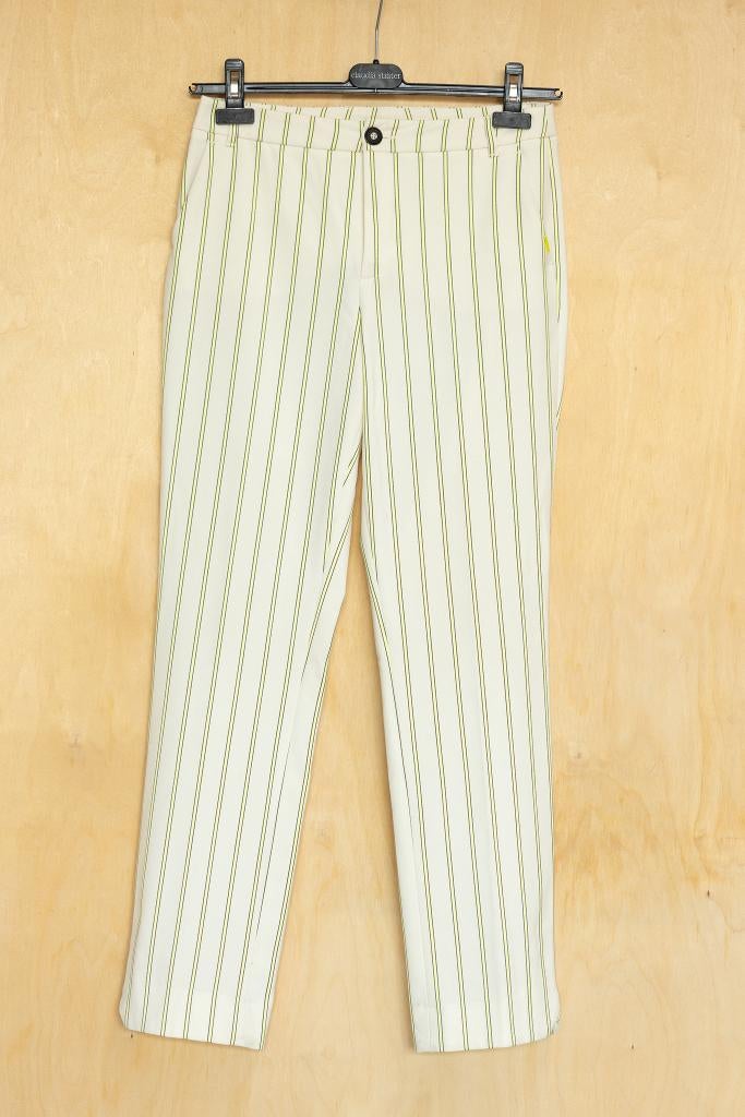 Xandres witte pantalon broek met geel groene streep 36 S, Kleding | Dames, Broeken en Pantalons, Wit, Ophalen of Verzenden, Zo goed als nieuw