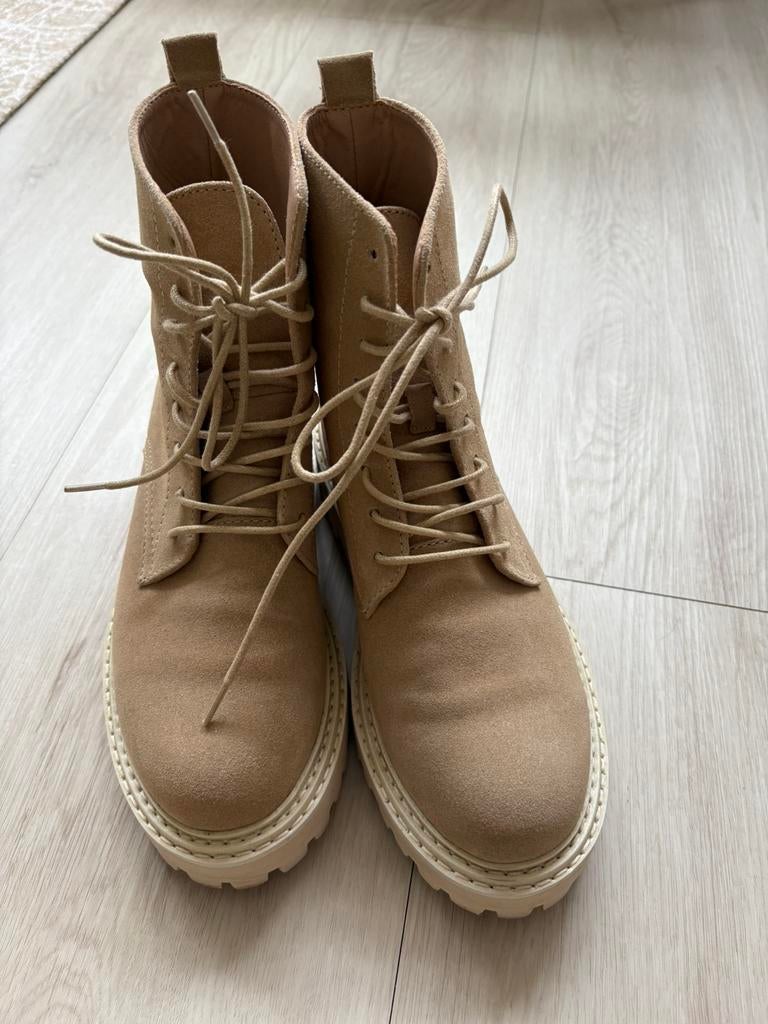 Yaya suede veterboots maat 38, Verzenden, Beige, Overige typen, Nieuw