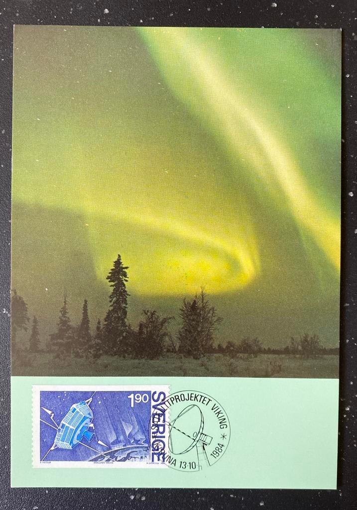 Zweden Maxi kaart 1984 Ruimtevaart Viking Aurora Borealis, Postzegels en Munten, Ophalen of Verzenden