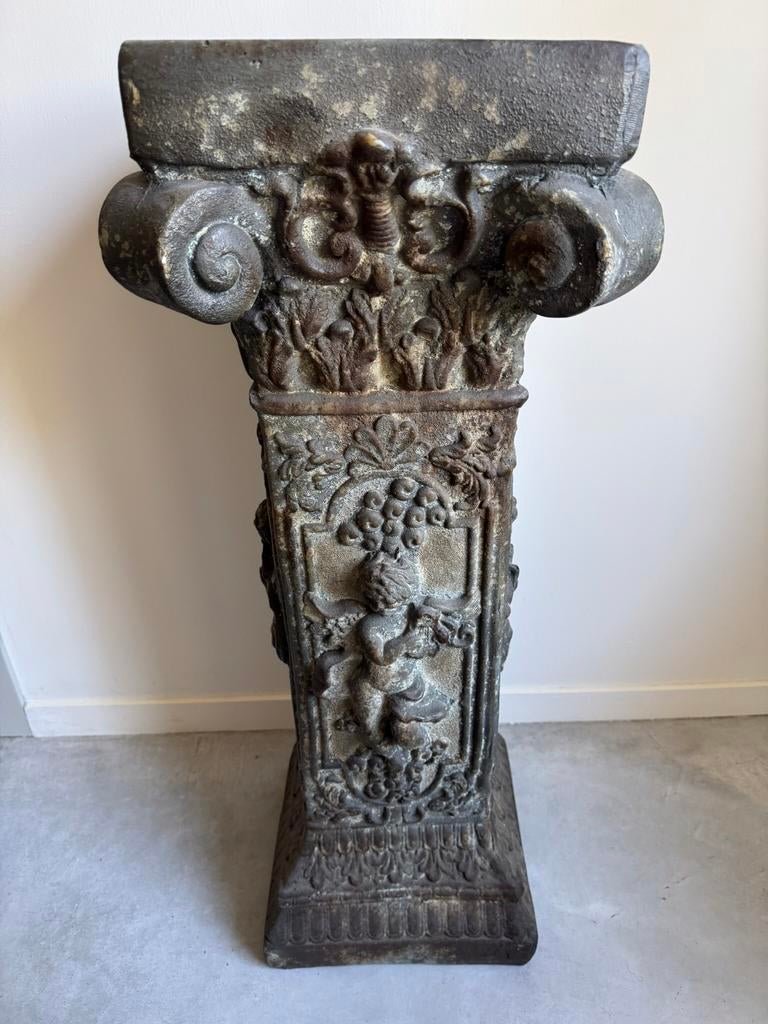 UNIEK Antieke Franse piédestalle zuil zink prachtige patina, Ophalen