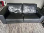 Zwart leren bank., Ophalen, Gebruikt, Tweepersoons, 200 tot 250 cm