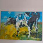 Olieverf schilderij op doek Koe groot, Ophalen of Verzenden