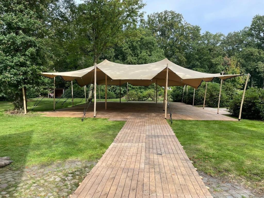 Stretchtent 10 x 10 meter inclusief opbouw en afbreken, Ophalen of Verzenden, Nieuw, Overige