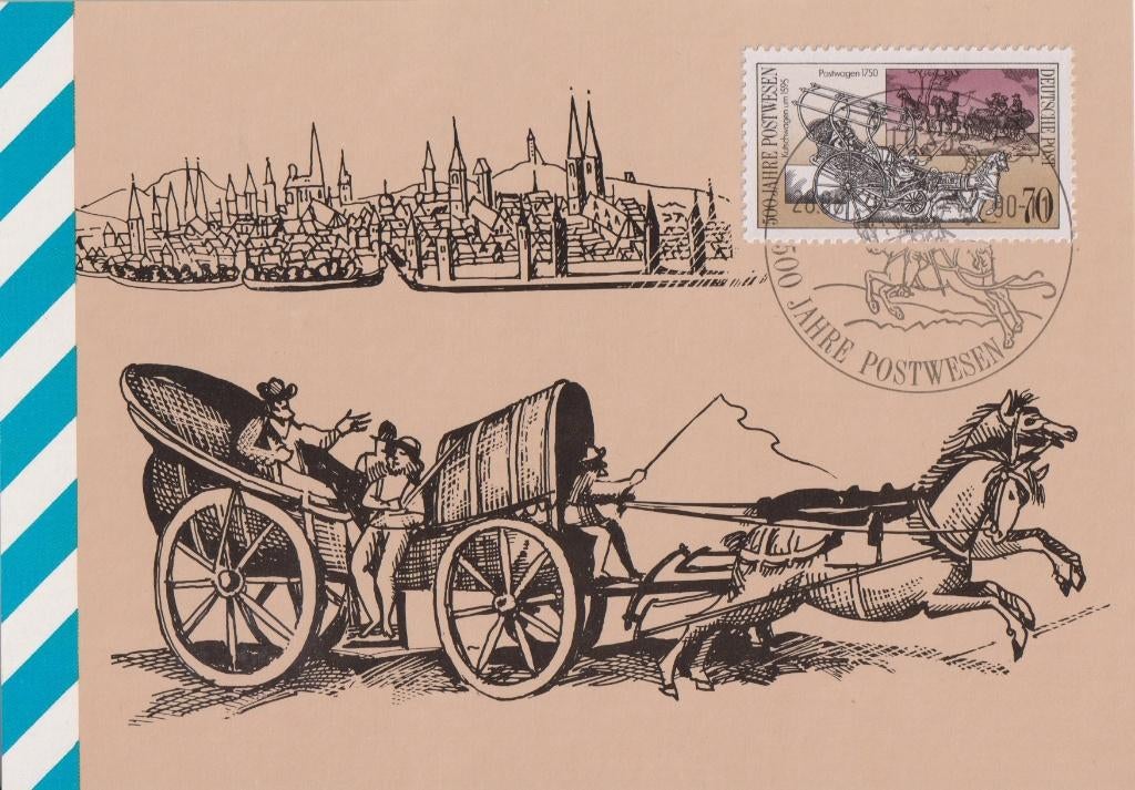 Duitsland 1990 500 jaar POST MAXI kaart Koetswagen, Verzenden, Overige typen