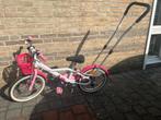Meisjesfiets met duwstang - Oefenfiets, Fietsen en Brommers, Fietsen | Kinderfietsjes, Ophalen, Gebruikt, 16 tot 20 inch
