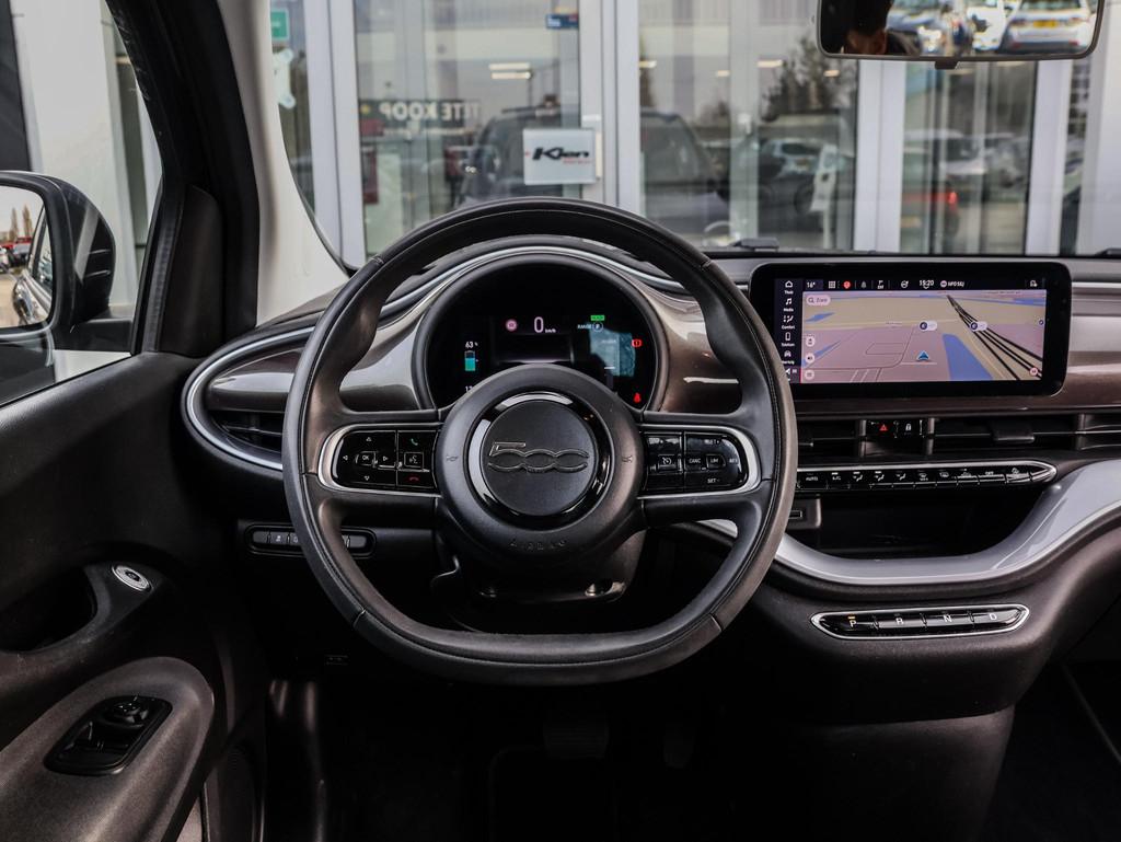 Fiat 500E Icon 42 kWh | Full LED | Navi |, Auto's, Fiat, Stof, 118 pk, Bruin, 4 stoelen