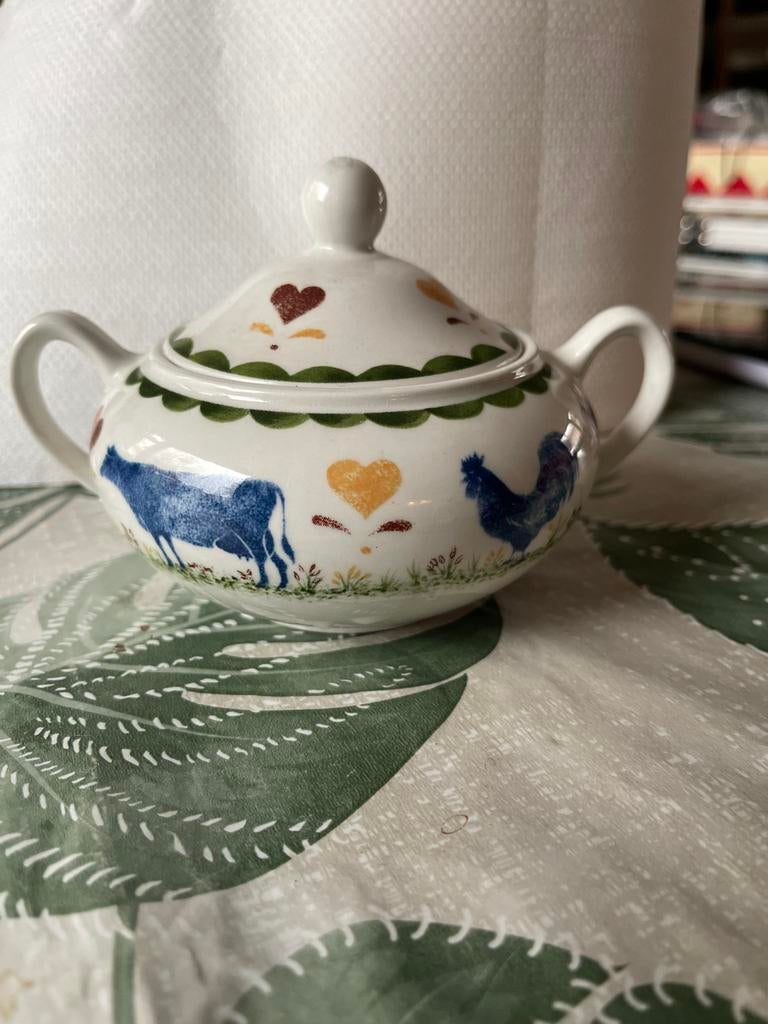 Suikerpotje Jack's Farm met boerderijdieren, Gebruikt, Keramiek, Overige typen, Ophalen of Verzenden