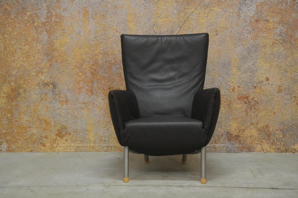 ZGANieuw donkerbruine leren Label Foxx design fauteuil, Huis en Inrichting, Fauteuils, Label Foxx, 75 tot 100 cm, Ophalen of Verzenden