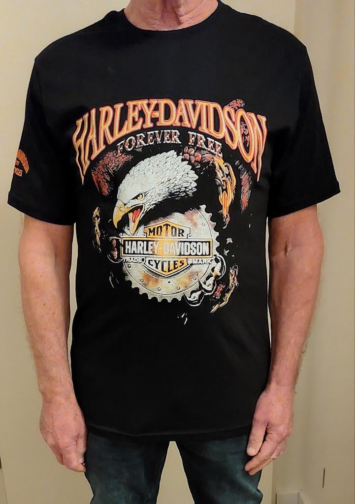 Harley-Davidson T-shirt met adelaarprint - Maat M, Maat 48/50 (M), Zwart, Ophalen of Verzenden, Gedragen