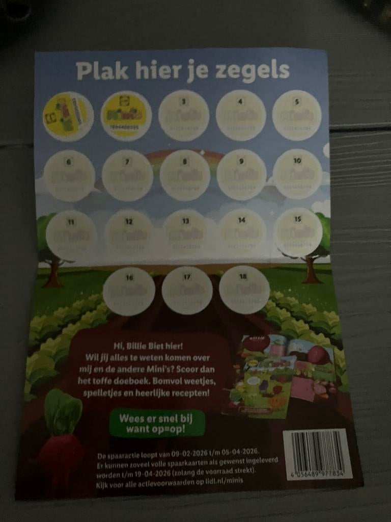 Gratis! 2 Zegels voor de Lidl mini’s knuffel spaaractie, Hobby en Vrije tijd, Spaarzegeltjes, Ophalen of Verzenden, Winkel, Super of Benzinepomp