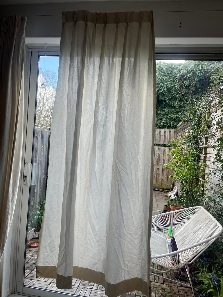 Hema beige zand kleur gordijnen, Ophalen of Verzenden, Beige, 200 cm of meer