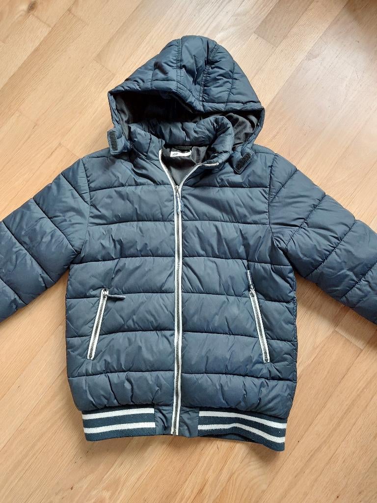 H&M donkerblauwe winterjas mt. 170, Kinderen en Baby's, Kinderkleding | Maat 170, Gebruikt, H&M, Ophalen of Verzenden, Jongen