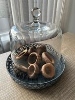 Leuke glazen STOLP met zinken schaal., Ophalen, Zo goed als nieuw