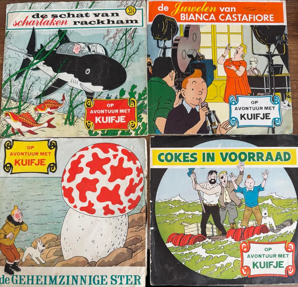 Kuifje Trexop reclame singles - 4 stuks flexdisc, Ophalen of Verzenden, 1960 - 1969, Gebruikt, 7 inch