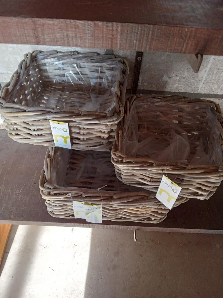 Rieten vierkante manden, Ophalen, Petra, Rond, Nieuw