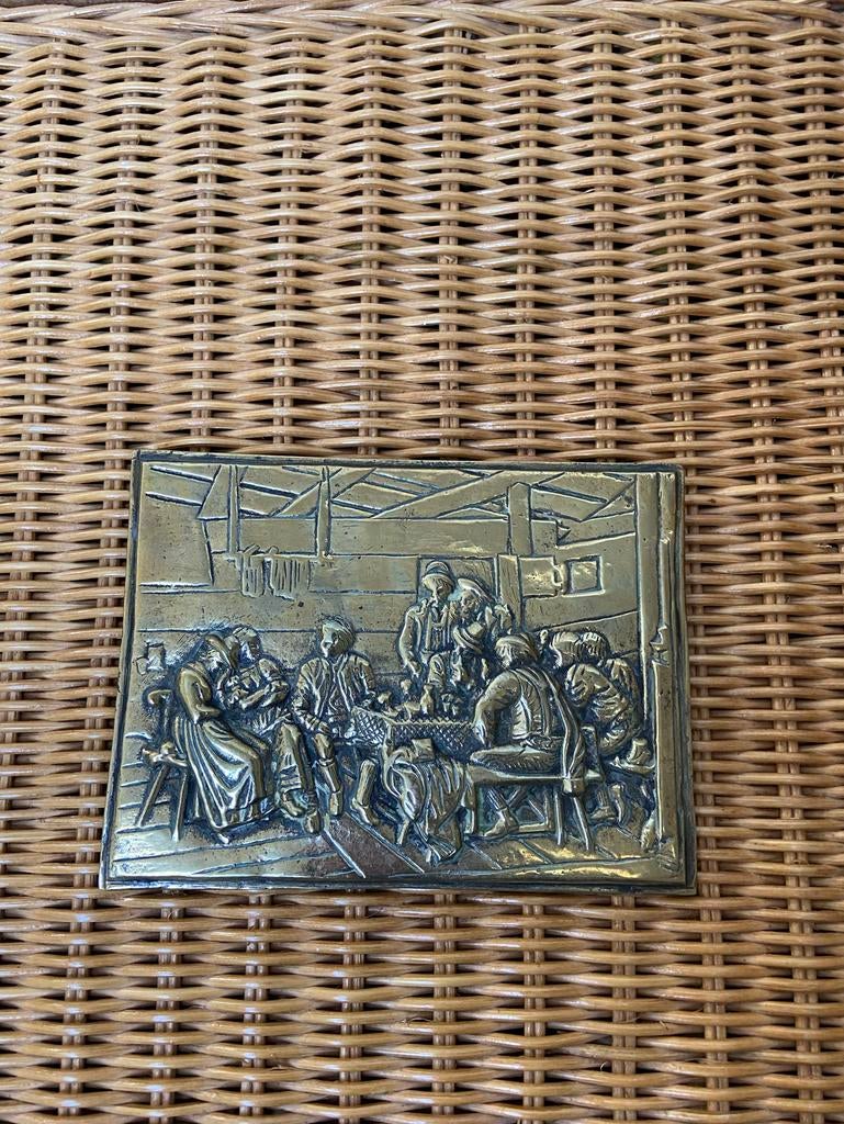 Zware bronzen plaquette met reliëf - Het Laatste Avondmaal, Ophalen of Verzenden