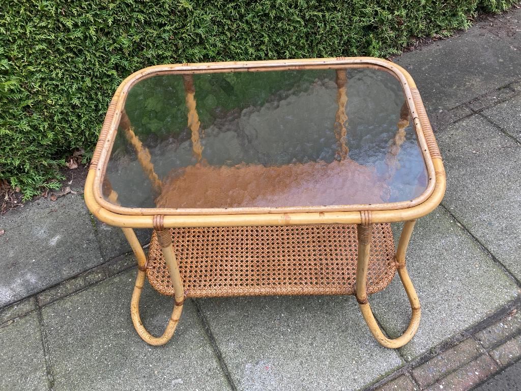 vintage rotan tafel, Overige materialen, Gebruikt, 75 cm of meer, Rechthoekig