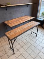 Houten tafels met metalen frame - samen €170 inklapbaar, Huis en Inrichting, Tafels | Eettafels, Ophalen, Nieuw, Rechthoekig