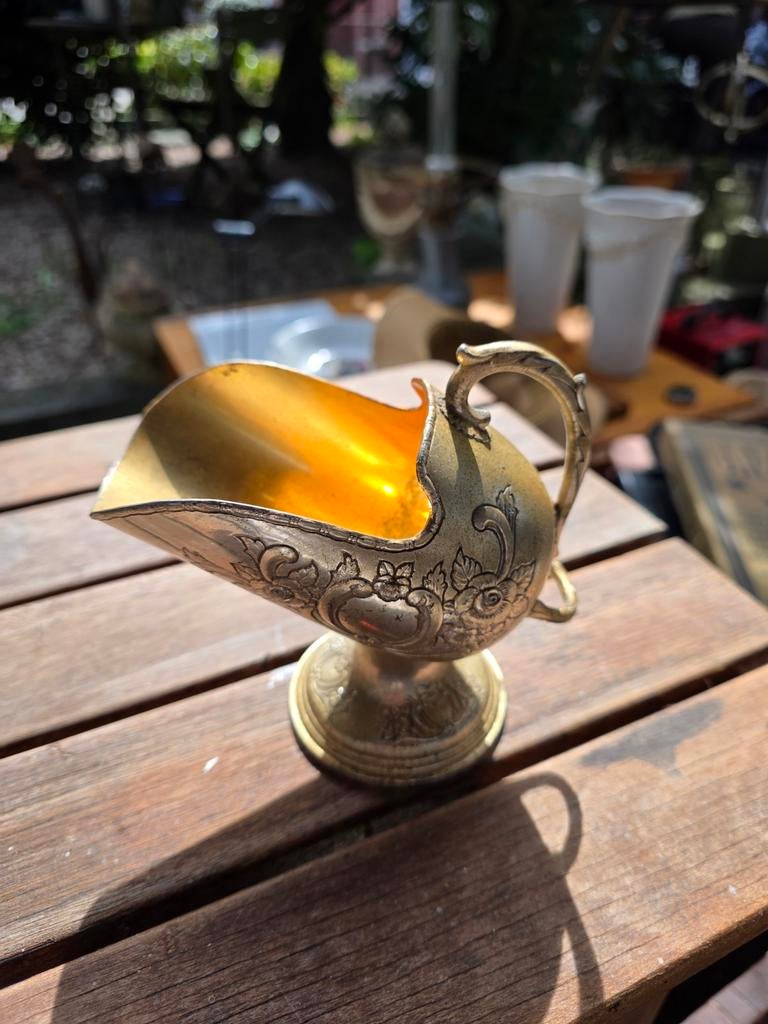 Antieke suikerschep met gouden binnenkant, Ophalen of Verzenden